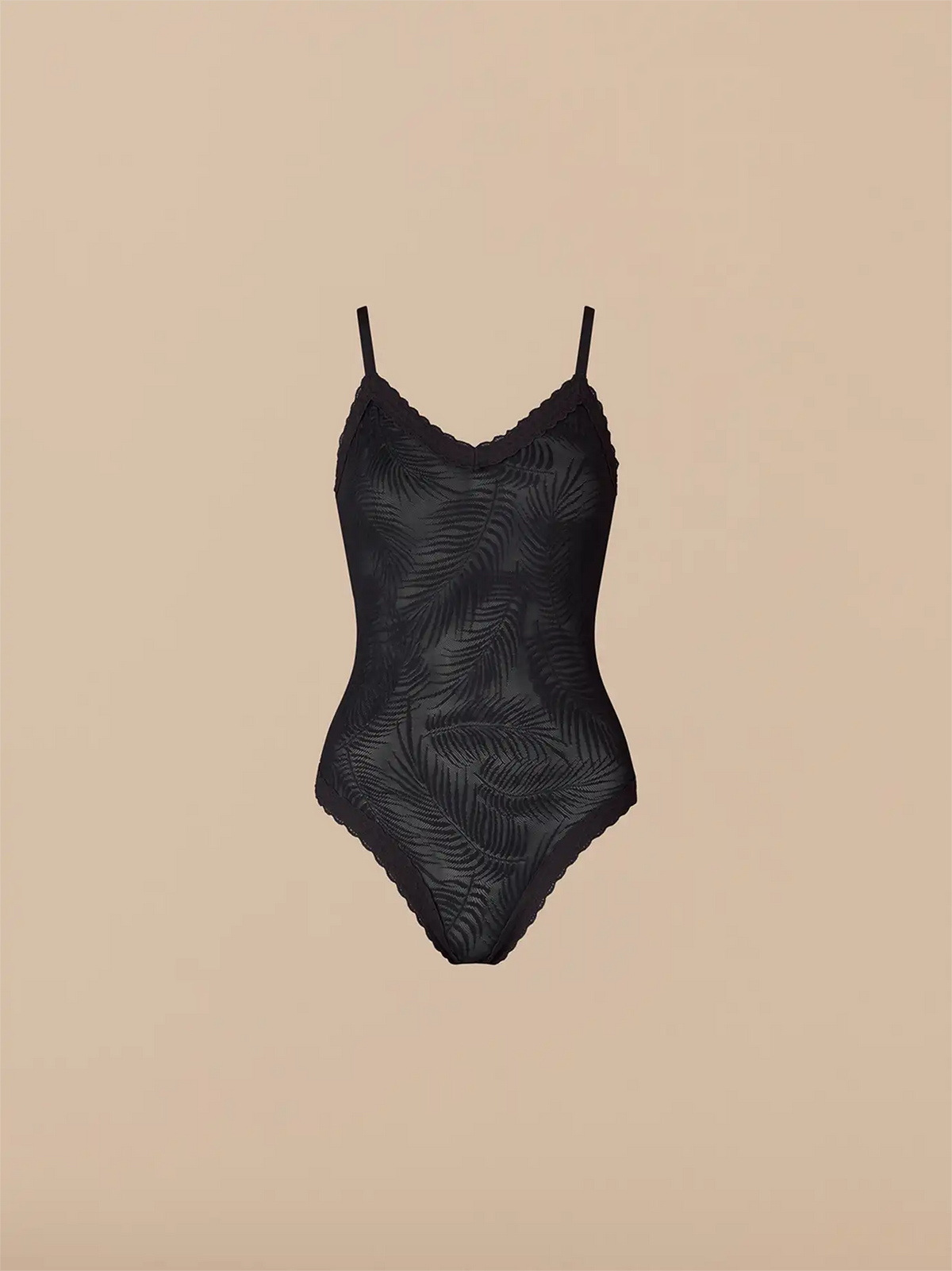 All Over Lace V-Neck Bodysuit | Black Feather