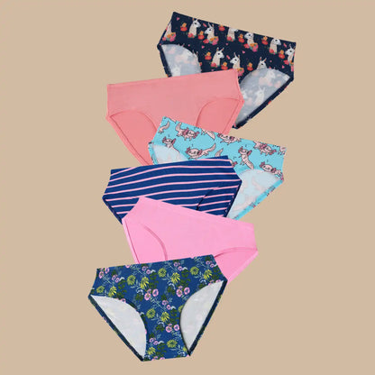 UltraModal™ Kids FeelFree Girls Bikini Brief 6-Pack | Flower Friends Pack