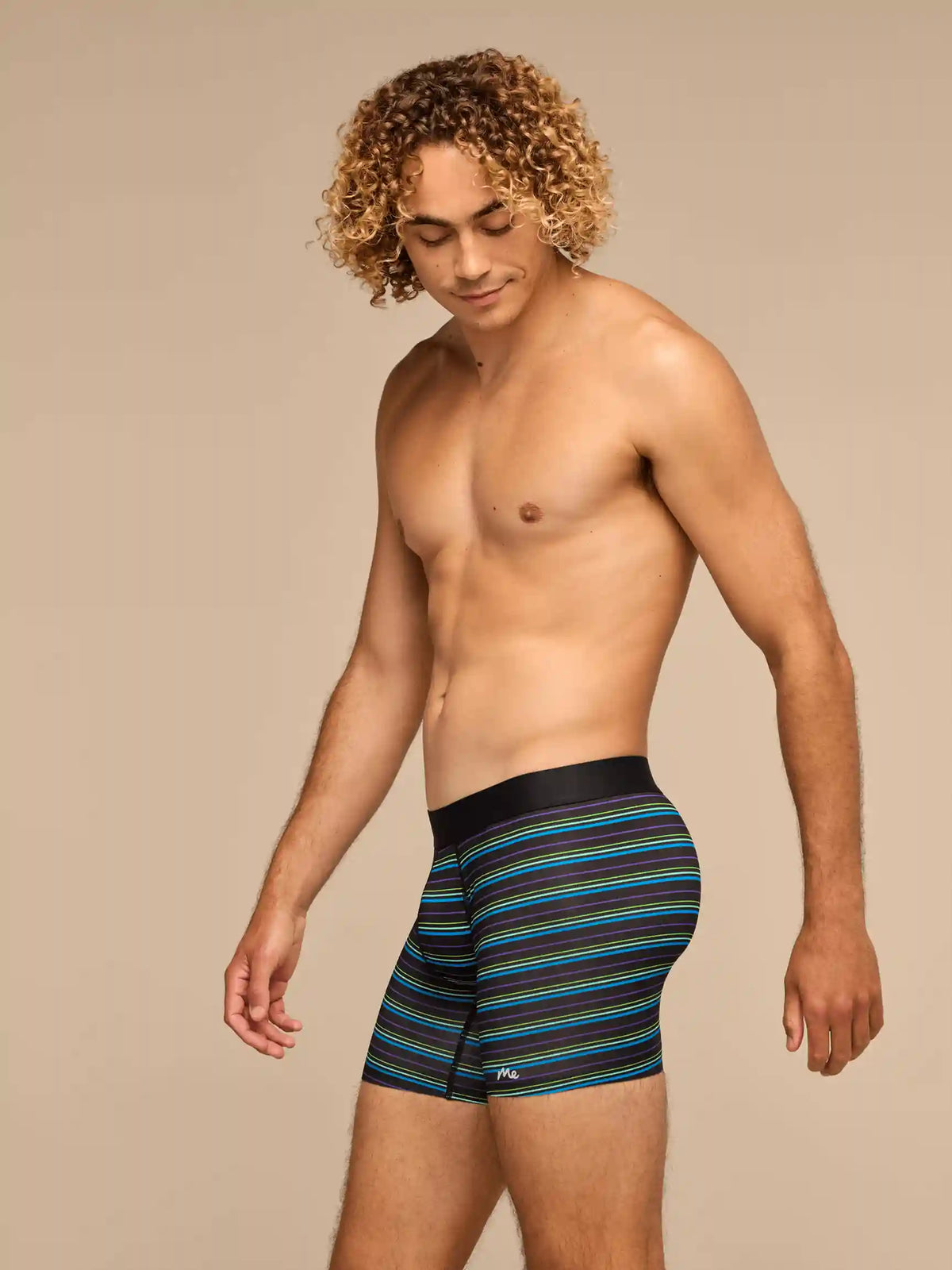 Breathe Boxer Brief w/ Fly | Blue Light Stripes