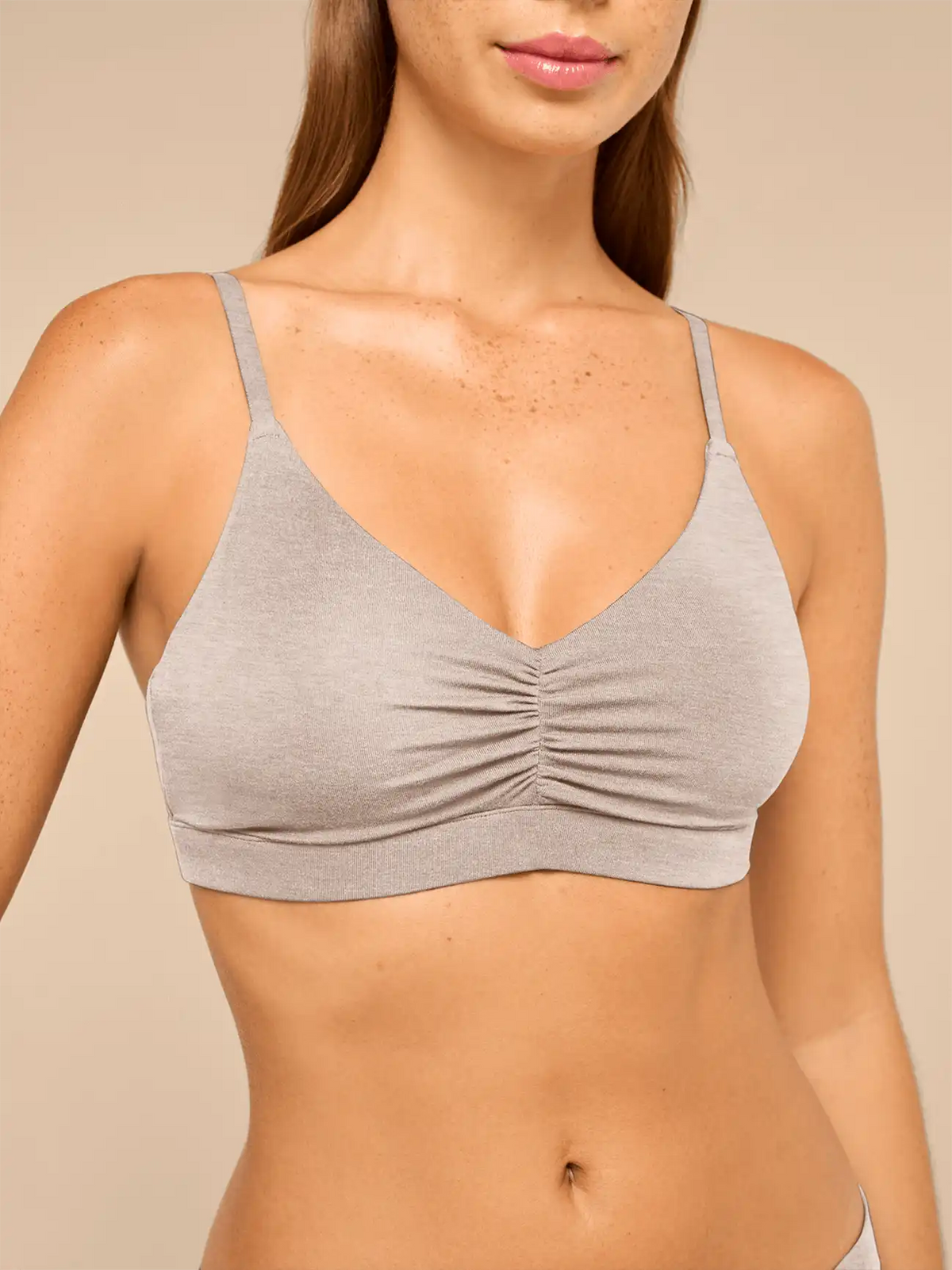 UltraModal™ FeelFree Ruched Bralette with Cups | Heather Grey