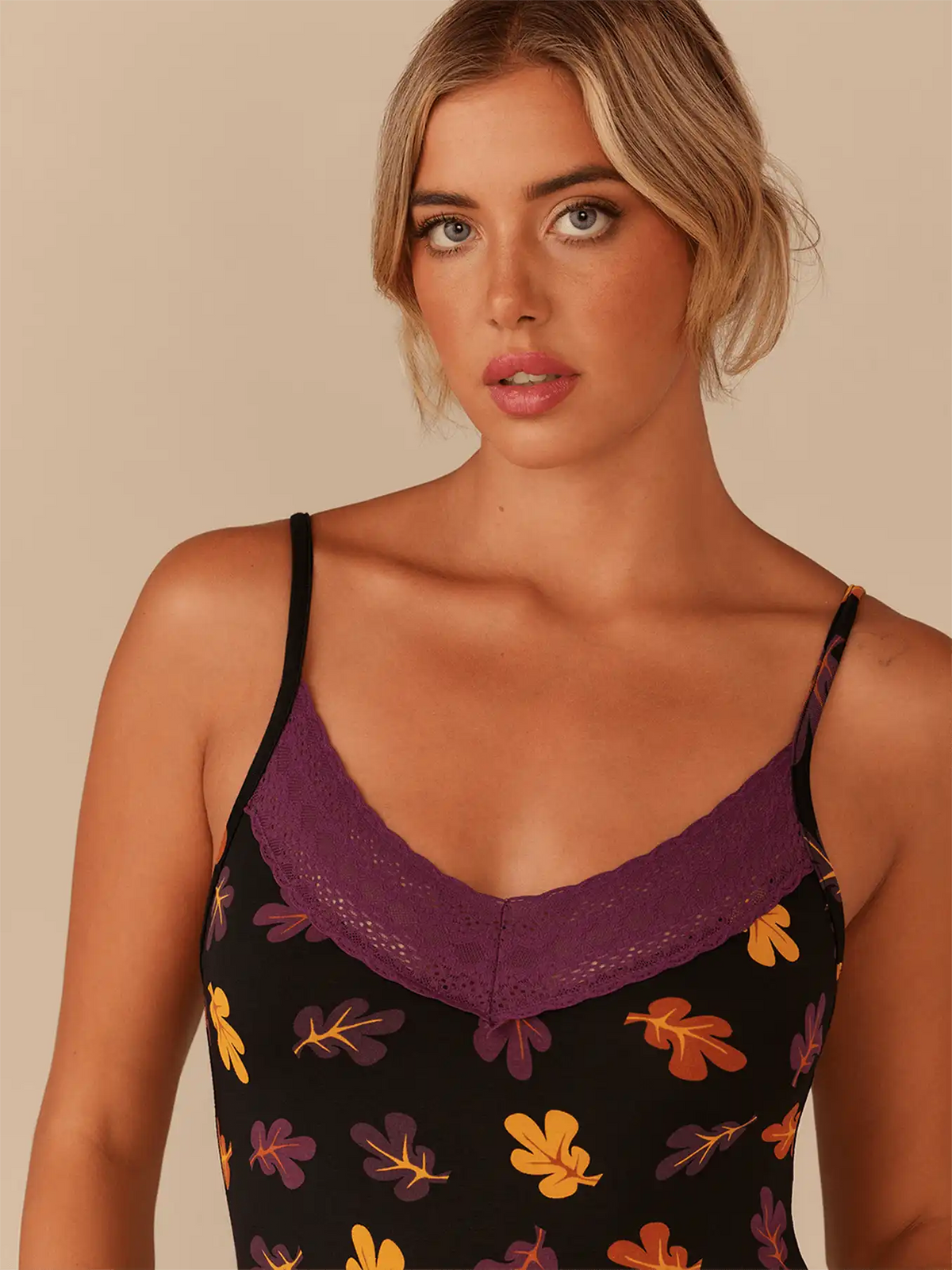UltraModal™ Lace V-Neck Bodysuit | Fall Leaves
