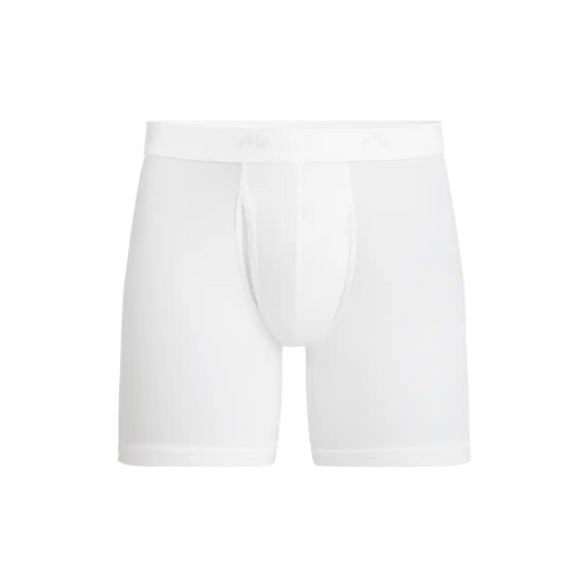 Stretch Cotton Boxer Brief w/ Fly | White